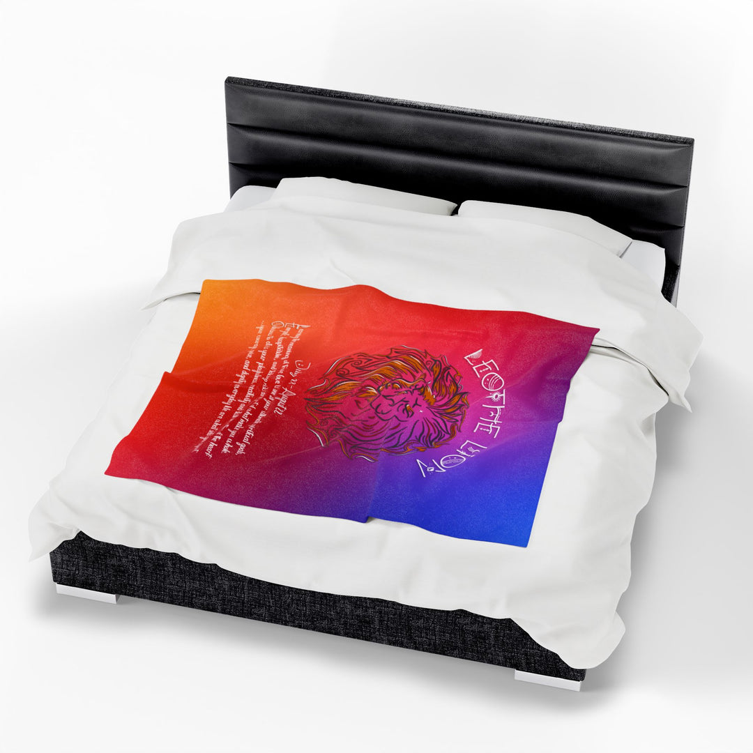 Leo Acrostic Poem Velveteen Plush Blanket - Colored
