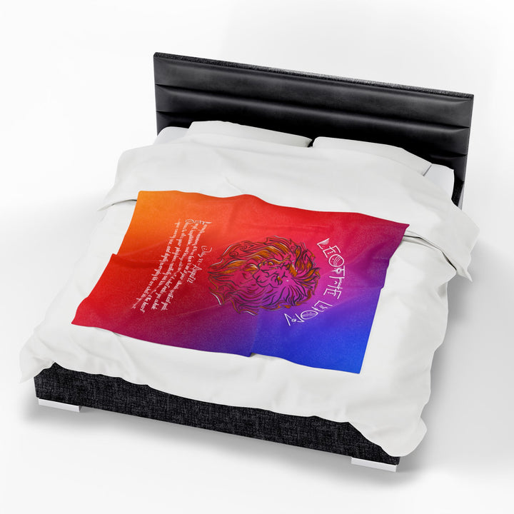 Leo Acrostic Poem Velveteen Plush Blanket - Colored