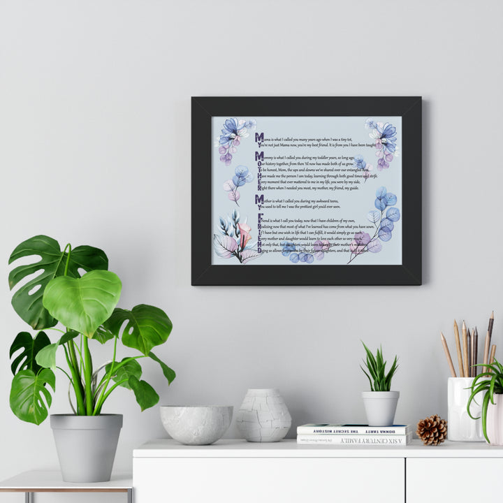 "My Mother, My Friend" Framed Acrostic Poem Print - Translucent Flower