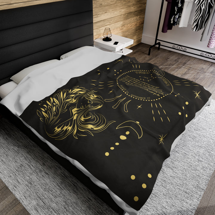 Written in the Stars Velveteen plush blanket with acrostic poem spelling out "Virgo"