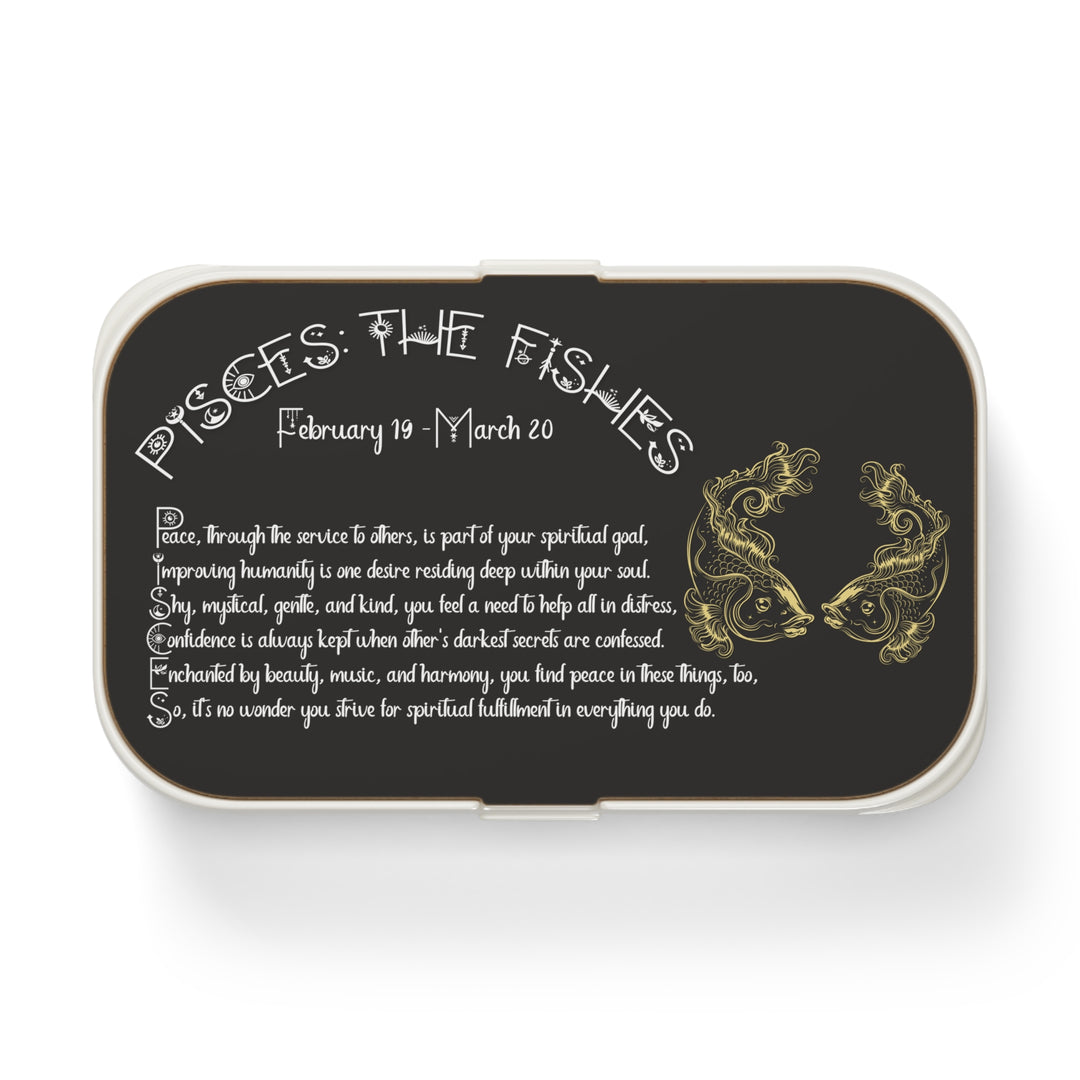 Pisces Acrostic Poem Bento Lunch Box - Wooden Lid
