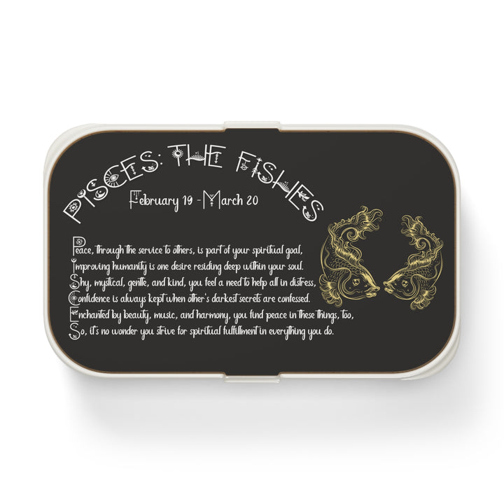 Pisces Acrostic Poem Bento Lunch Box - Wooden Lid