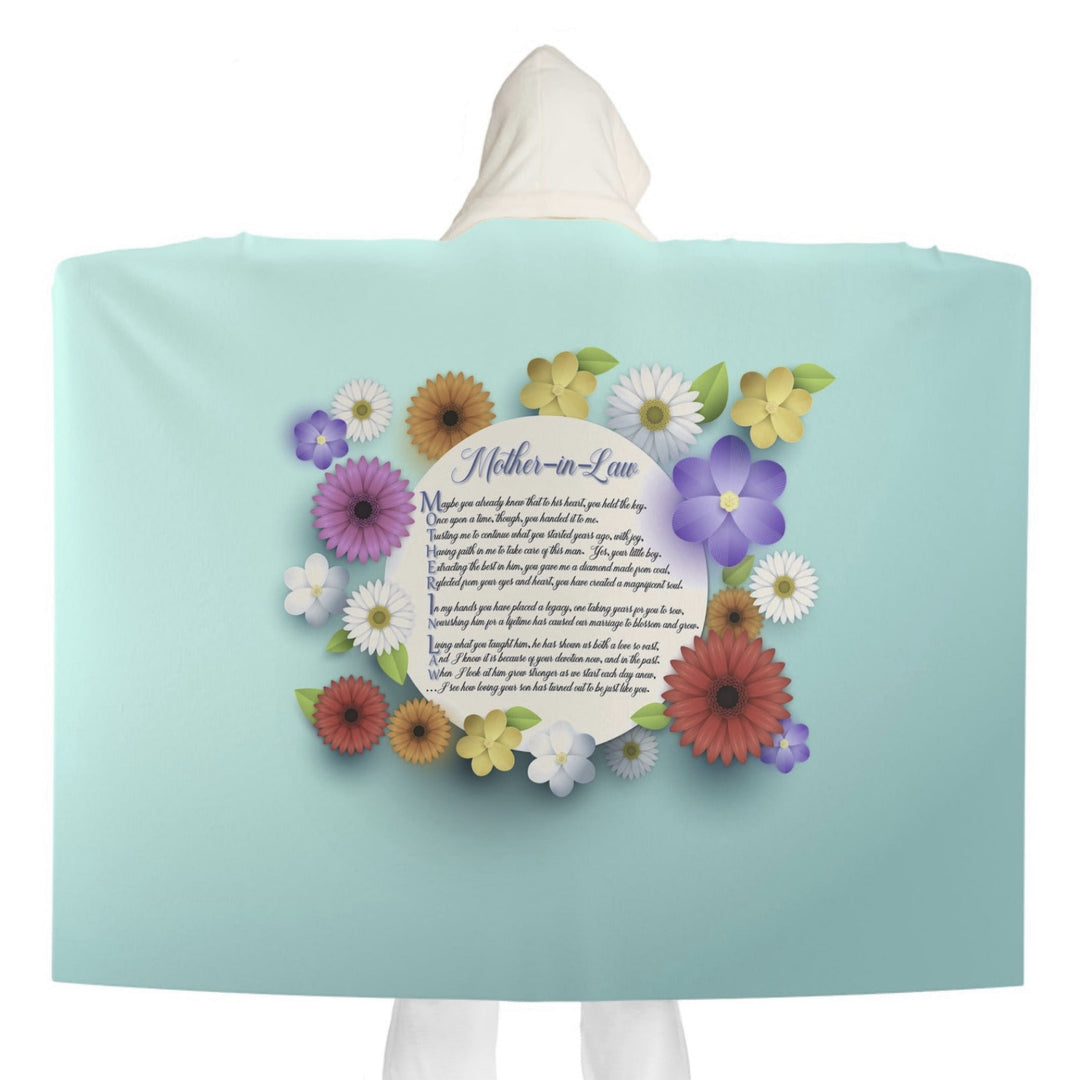 Mother-in-Law Acrostic Poem Hooded Sherpa Blanket - Musical Notes - No Personalization