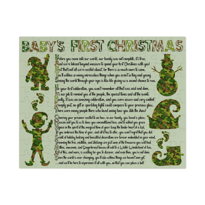 Baby's First Christmas Acrostic Poem Puzzle - Camo - Tin Box