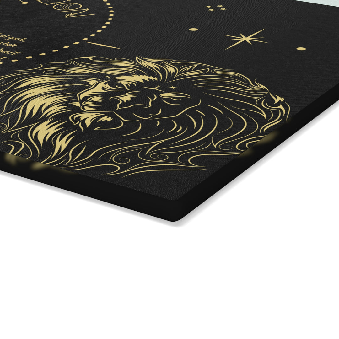 Leo Acrostic Poem Glass Cutting Board