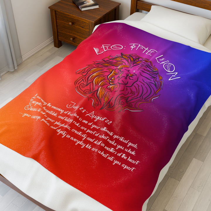 Leo Acrostic Poem Velveteen Plush Blanket - Colored