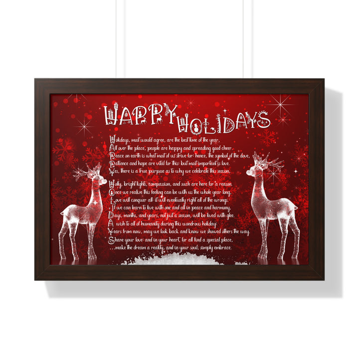 It's Just a Phrase "Happy Holidays" Framed Horizontal Acrostic Poem Poster