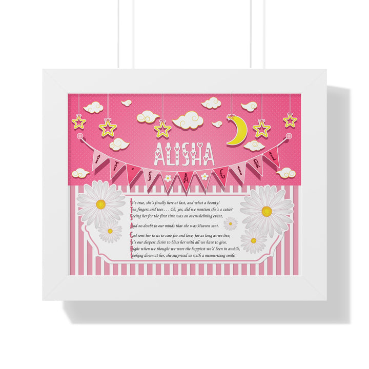 Baby Steps Framed Print Collection - Pink Stripes - "It's a Girl" Personalized