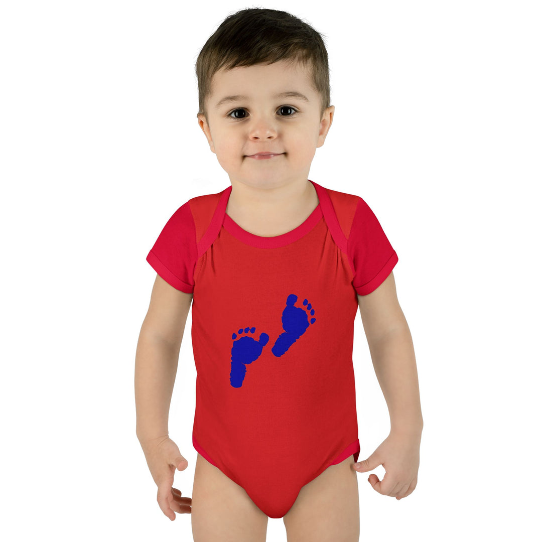 Baby Feet Acrostic Poem Baby Bodysuit - Blue Footprints
