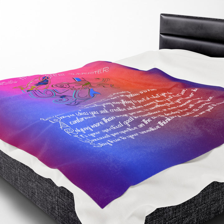 Aquarius Acrostic Poem Velveteen Plush Blanket - Colored