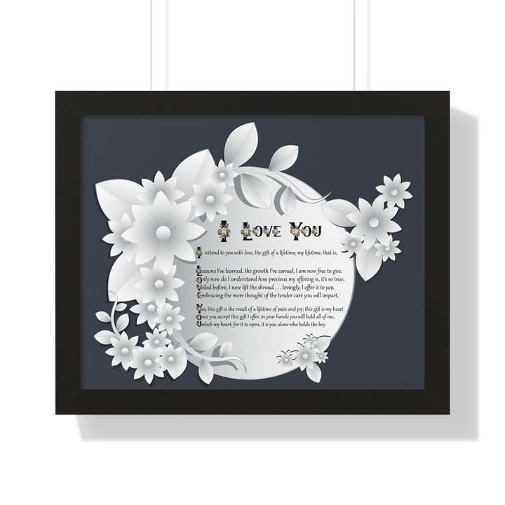 It's Just a Phrase "I Love You" Framed Acrostic Poem Print- Floral