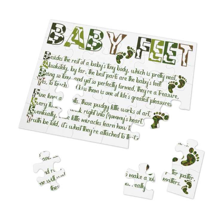 Baby Feet Acrostic Poem Jigsaw Puzzle - Camo - Tin Box - No Personalization
