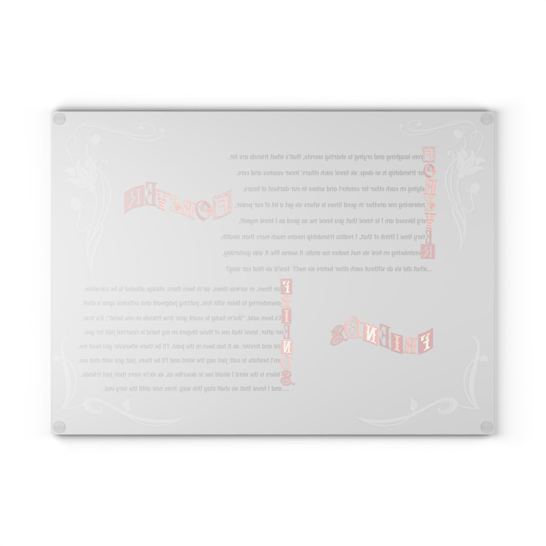 Forever Friends Acrostic Poem Glass Cutting Board - Eclectic Font
