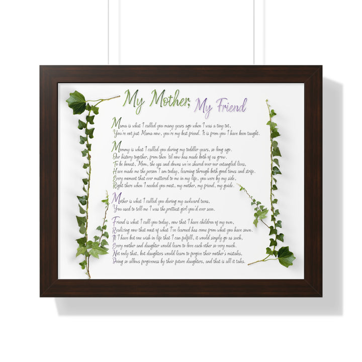 It's Just a Phrase "My Mother, My Friend" Framed Acrostic Poem Print