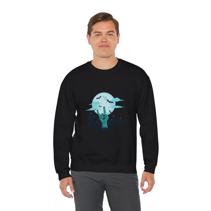 Happy Halloween Acrostic Poem Sweatshirt - "Rock On" Hand and Zombies