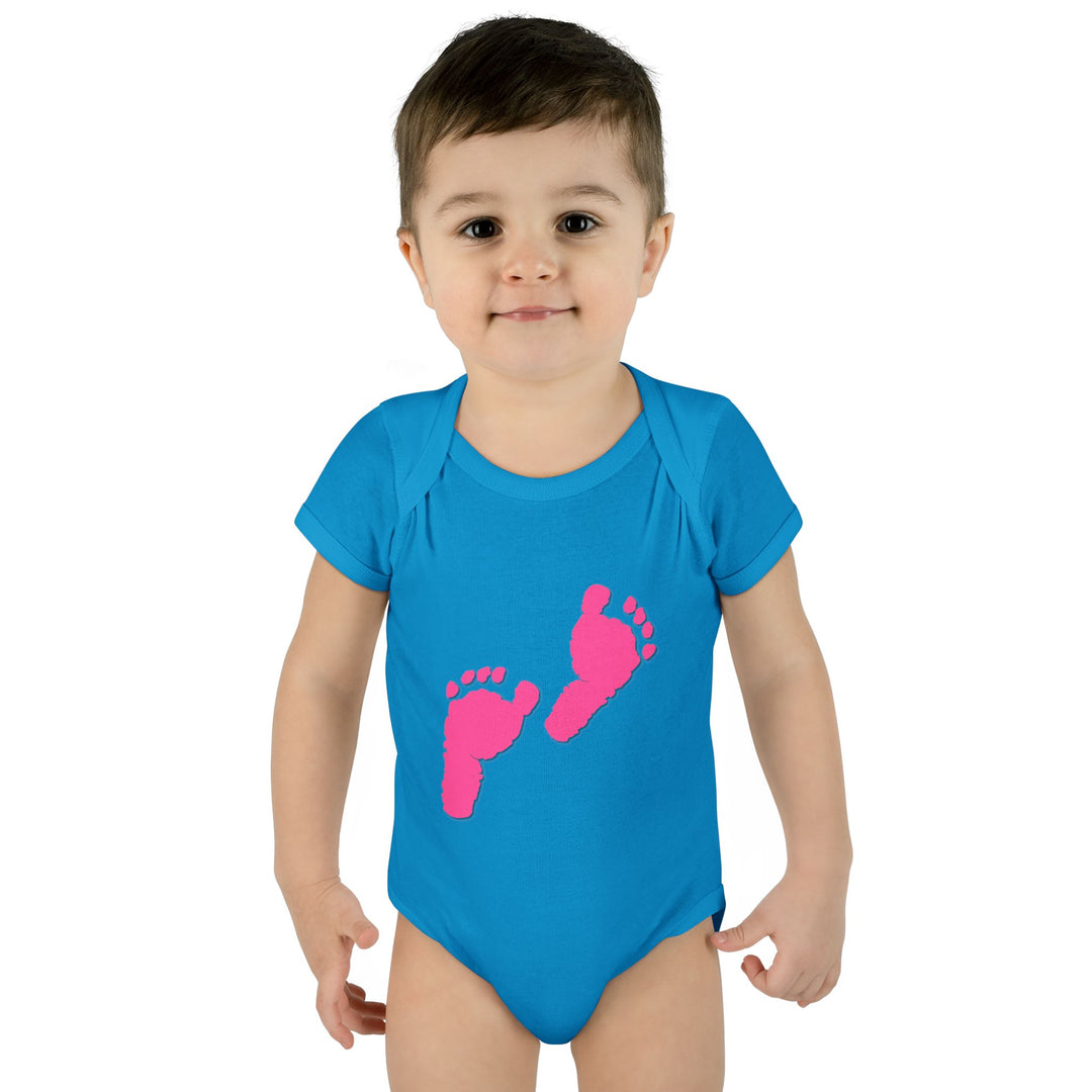 Baby Steps "Baby Feet" Acrostic Poem Bodysuit - Pink Footprints