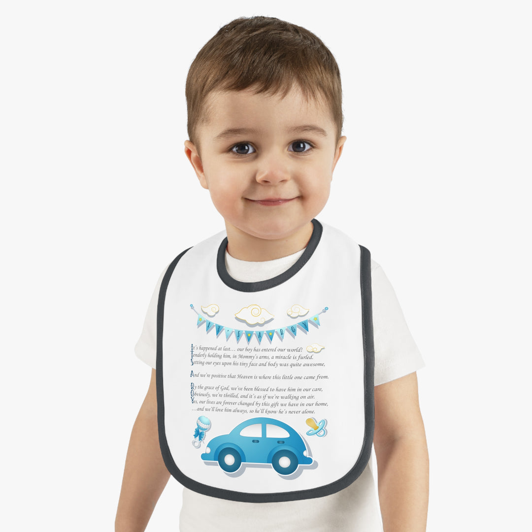 Baby Steps Acrostic Poem - Contrast Trim Jersey Bib - "It's a Boy"