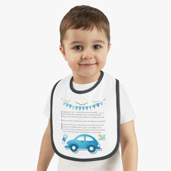 Baby Steps Acrostic Poem - Contrast Trim Jersey Bib - "It's a Boy"