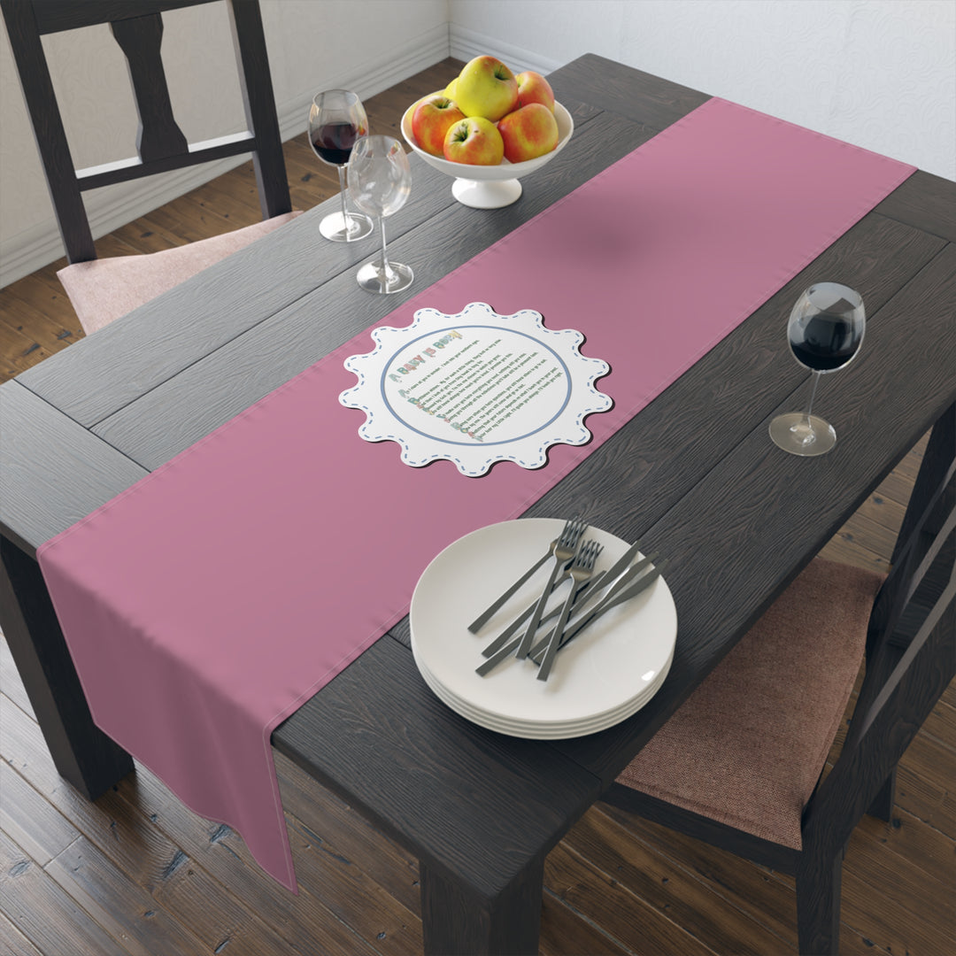 “A Baby is Born” Table Runner - Baby Items Font - Pink - No Personalization