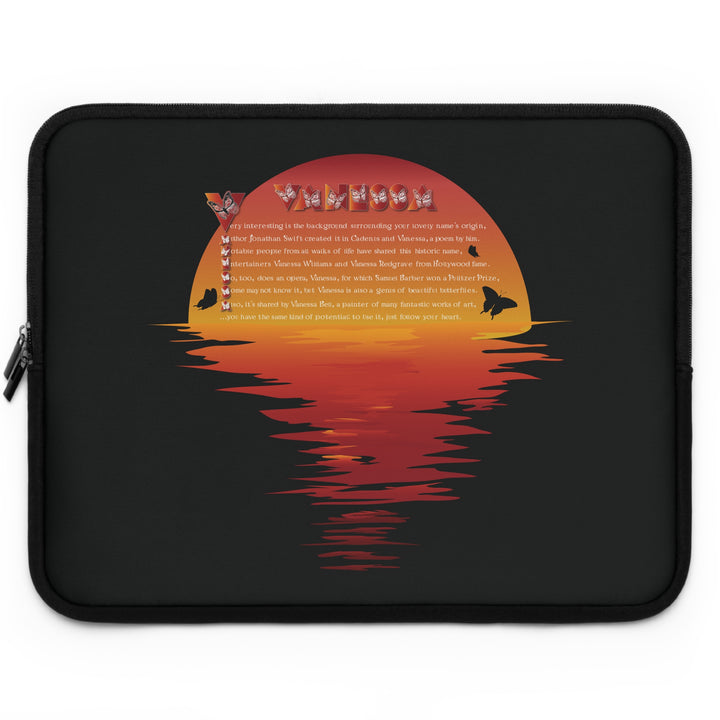 Namesakes Acrostic Poem Neoprene Laptop Sleeve - Solid Black Back