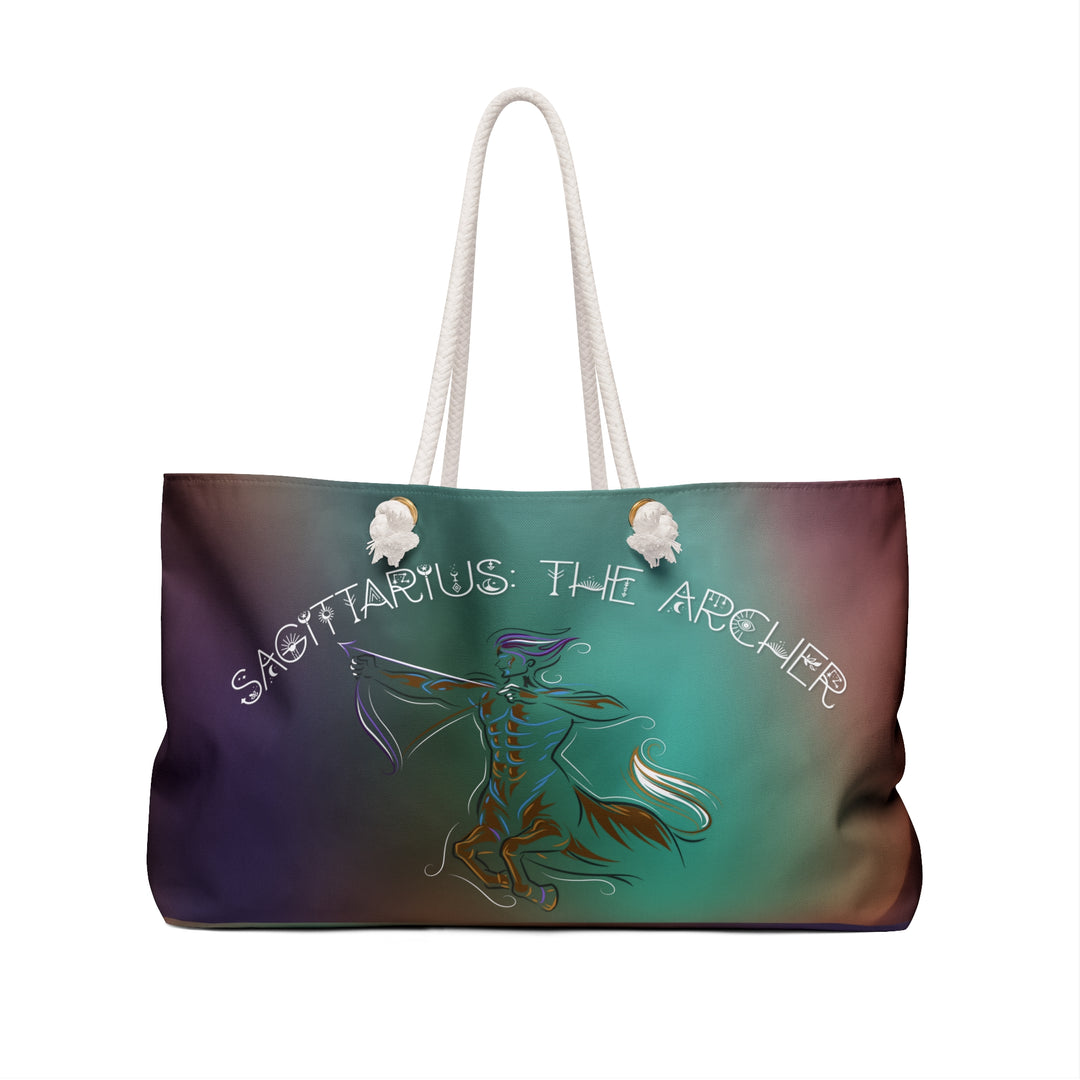 Weekender Bag with Acrostic Poem Spelling out "Sagittarius"