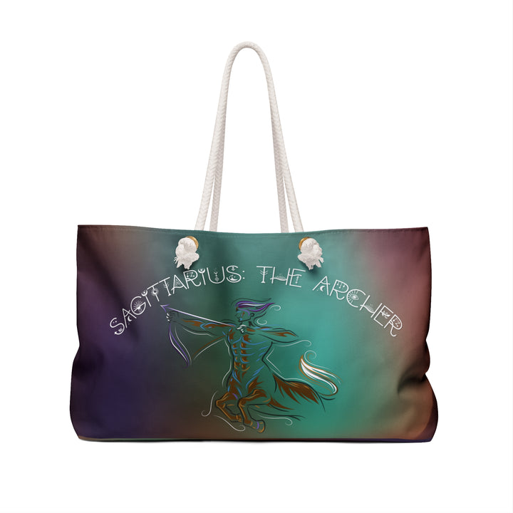 Weekender Bag with Acrostic Poem Spelling out "Sagittarius"