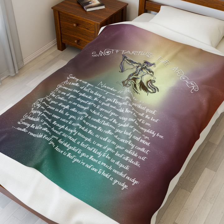 Sagittarius Acrostic Poem Velveteen Plush Blanket - Colored