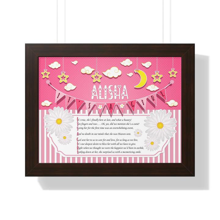 Baby Steps Framed Print Collection - Pink Stripes - "It's a Girl" Personalized