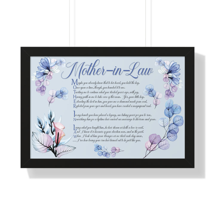 It's Just a Phrase "Mother-in-Law" Framed Horizontal Acrostic Poem Print- Floral