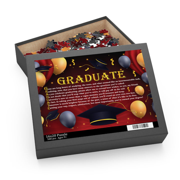 Graduate Acrostic Poem Puzzle - Graduation Cap and Balloons