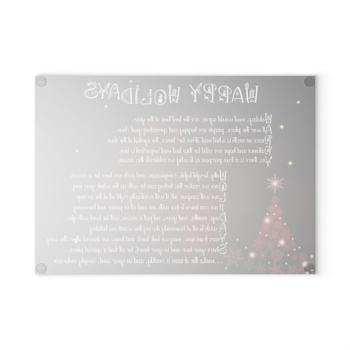 Happy Holidays Acrostic Poem Glass Cutting Board - Burgandy