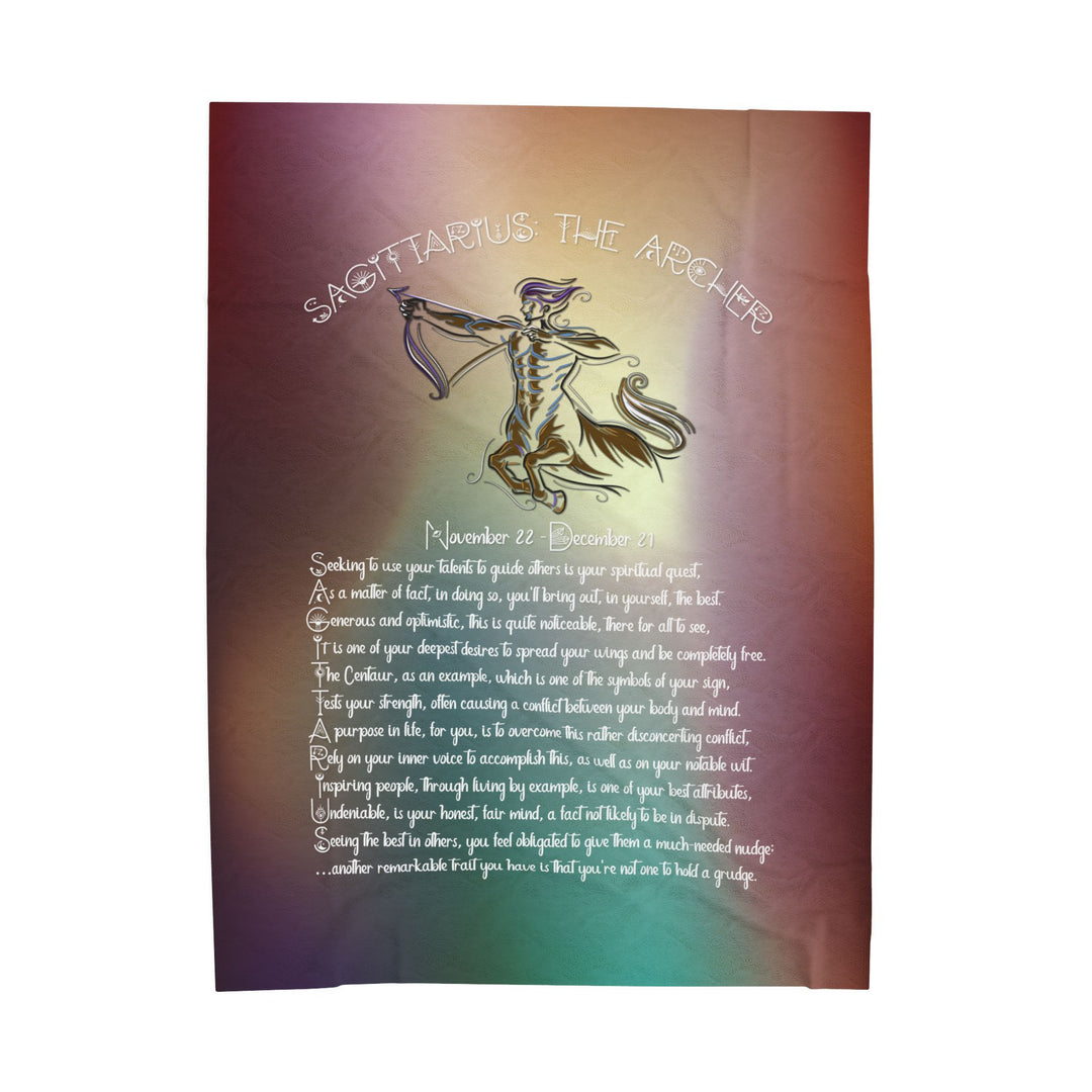 Sagittarius Acrostic Poem Velveteen Plush Blanket - Colored