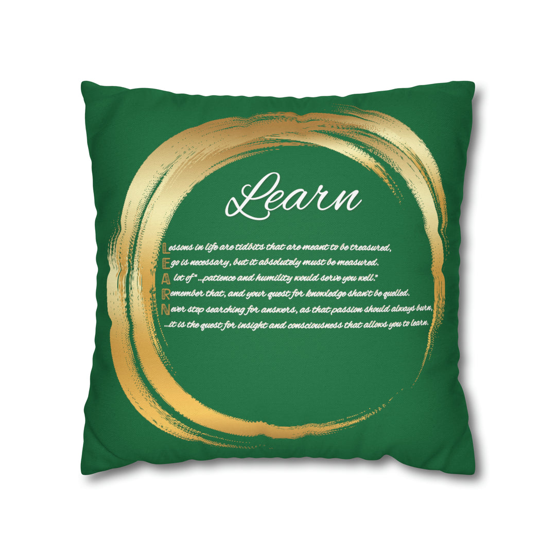 Pillow Case Cover with Acrostic Poem from "Learn, Lead, Believe" Collection Holiday, Spelling Out Learng out "Learn". Christmas Decor or Gift.