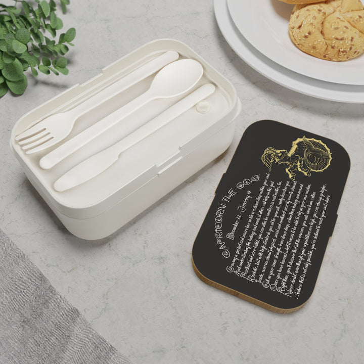 Capricorn Acrostic Poem Bento Lunch Box - Wooden Lid