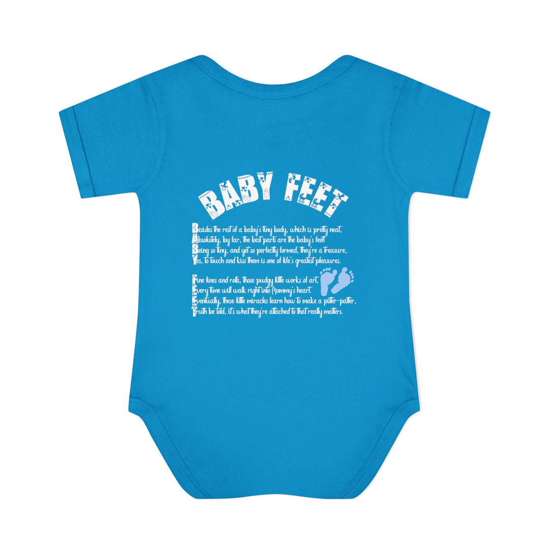 Baby Feet Acrostic Poem Baby Bodysuit - Blue Footprints