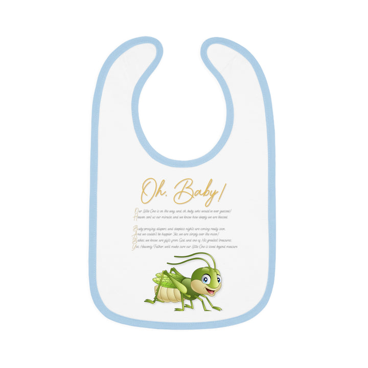 Baby Steps Acrostic Poem - Contrast Trim Jersey Bib - "Oh, Baby" Grasshopper