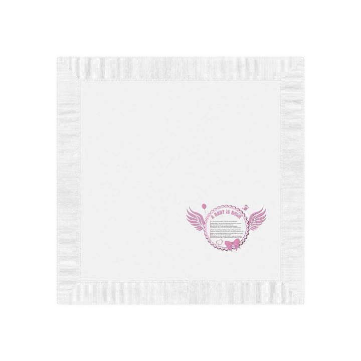 A Baby is Born Baby Shower Coined Napkins - Pink Wings - No Personalization