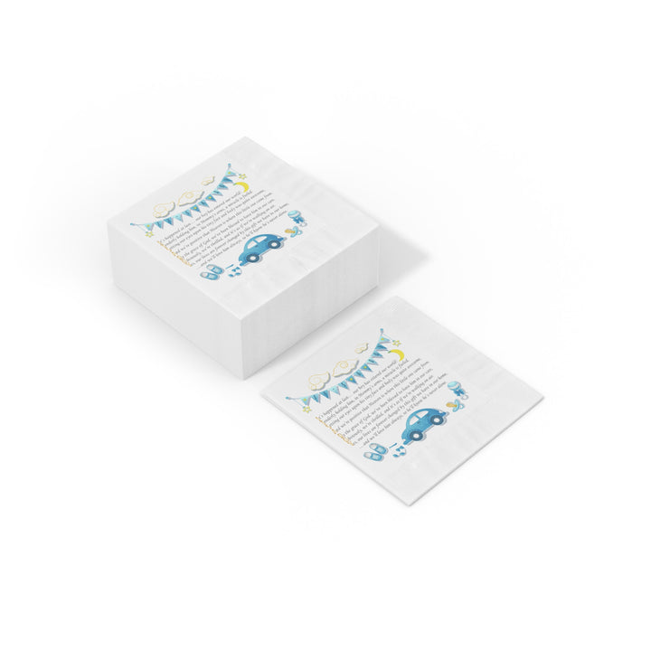 Baby Steps "It's a Boy" White Coined Napkins