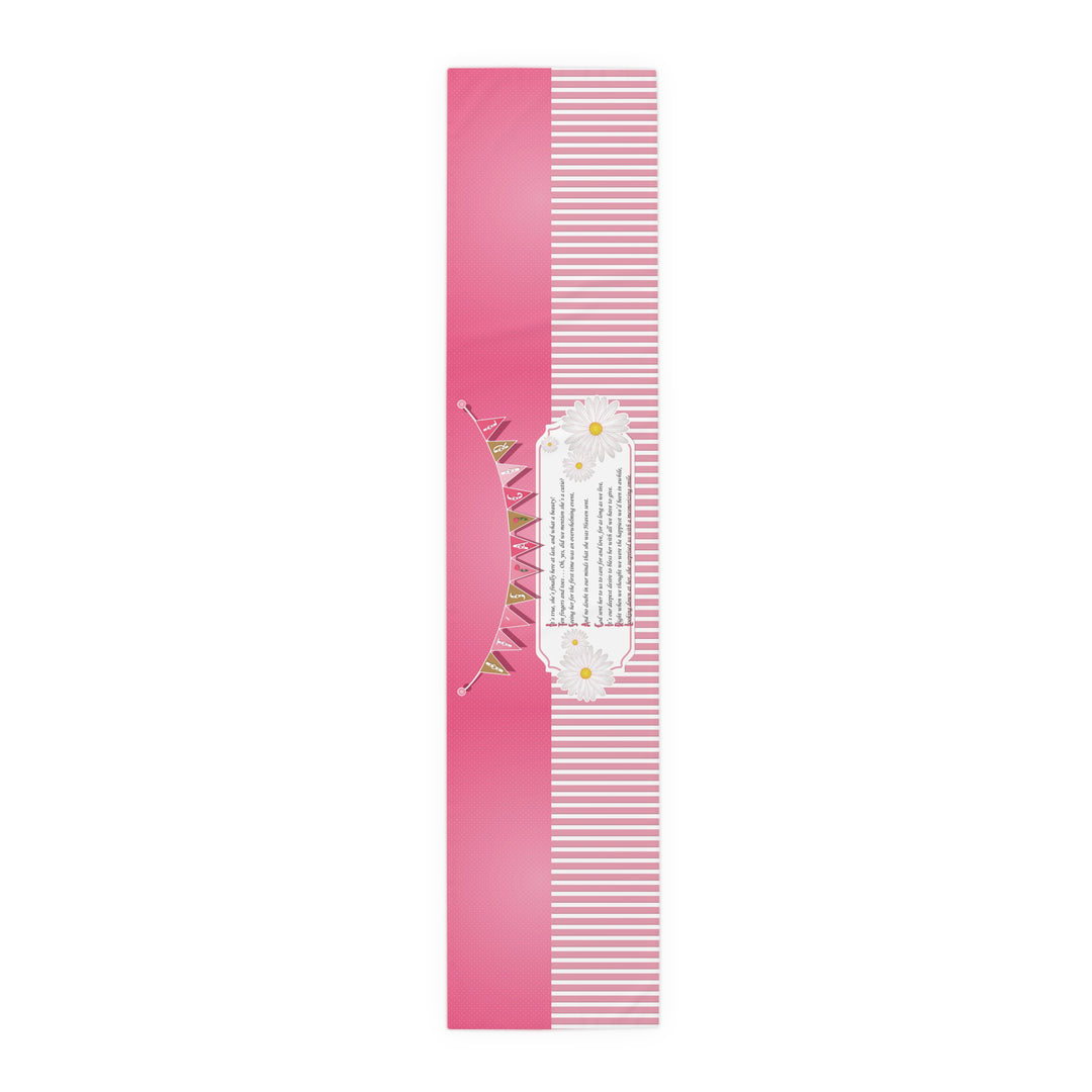 It’s a Girl Table Runner - Pink-White Stripes - No Personalization