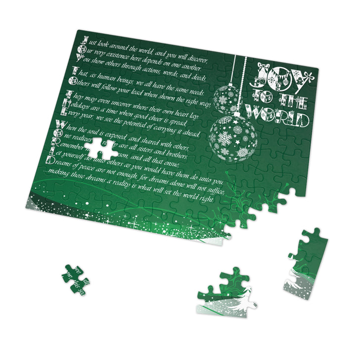 Joy to the World Acrostic Poem Puzzle - Ornaments-Green- Tin Box