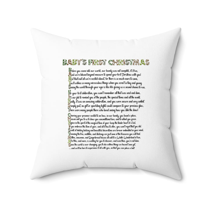 "Baby's First Christmas" Acrostic Poem Pillow - Camo Elf - No Personalization