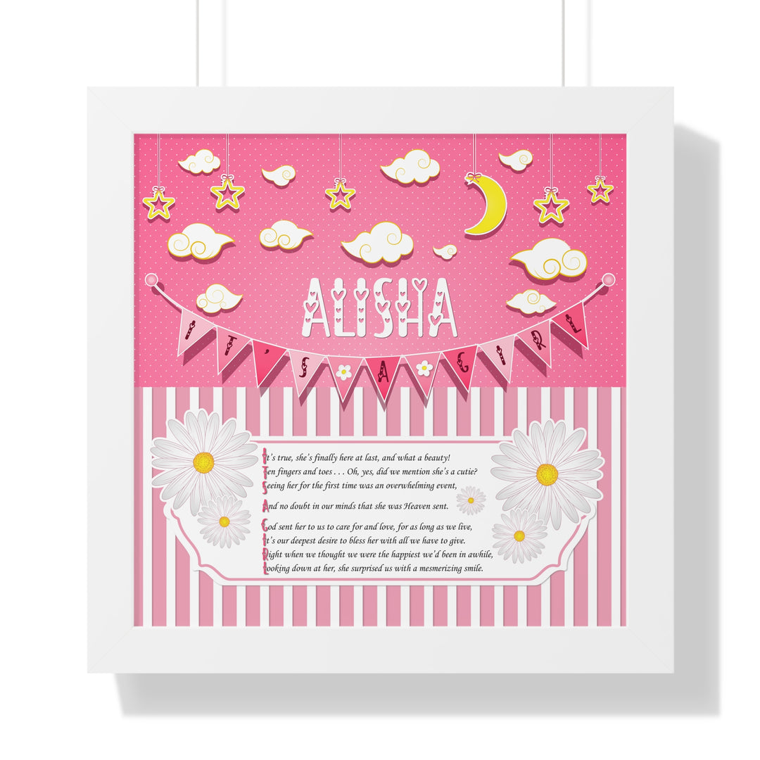 Baby Steps Framed Print Collection - Pink Stripes - "It's a Girl" Personalized