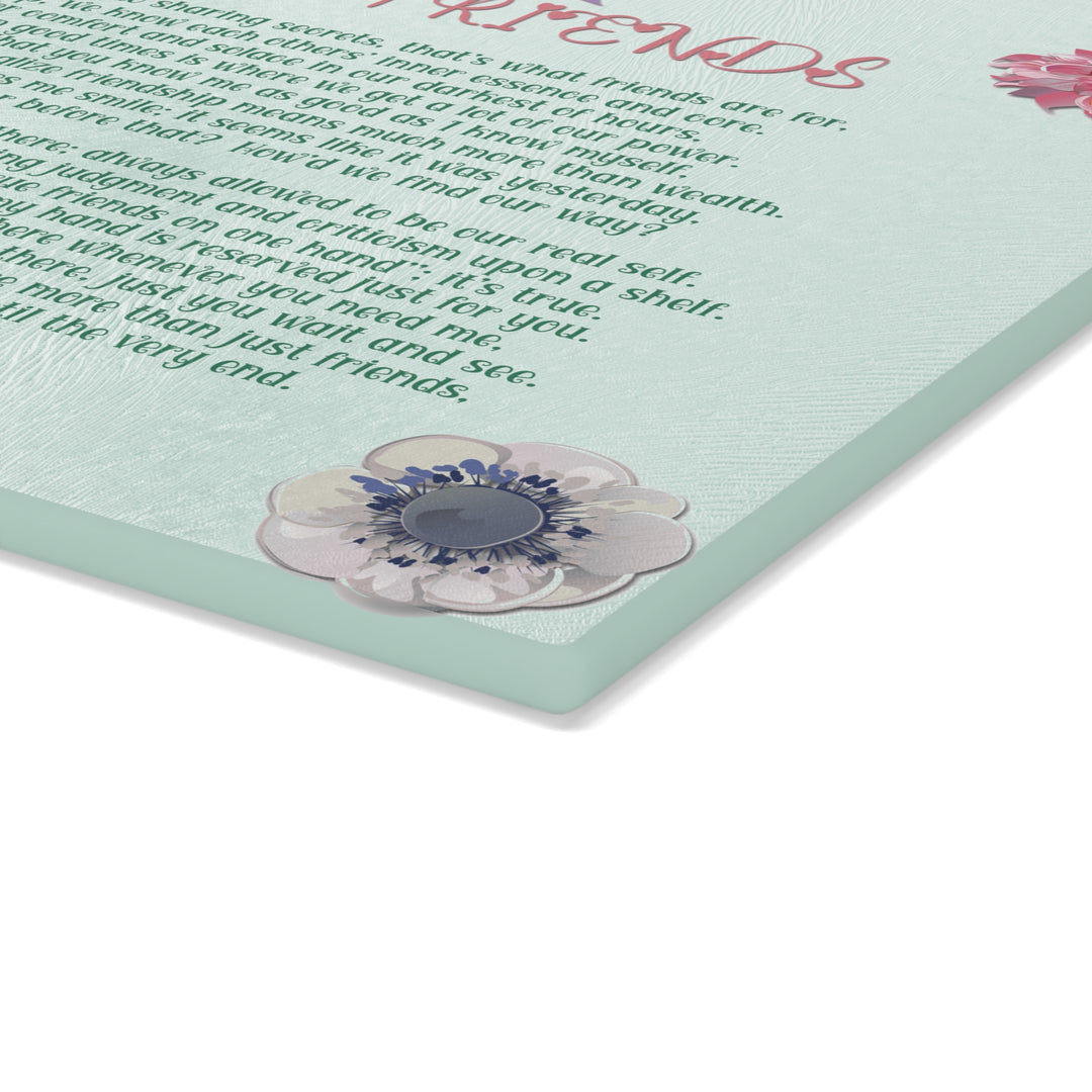 Forever Friends Acrostic Poem Glass Cutting Board - Flowers - Personalized