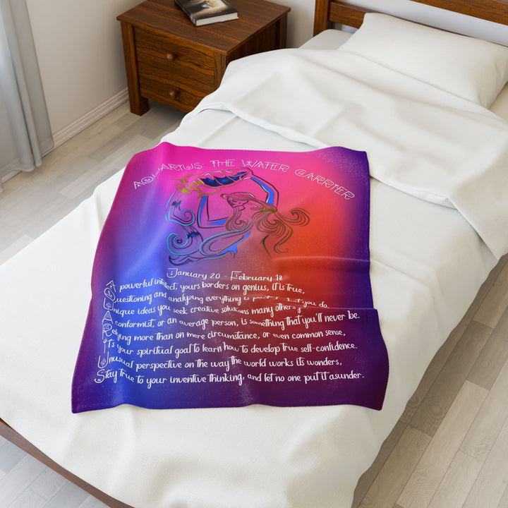 Aquarius Acrostic Poem Velveteen Plush Blanket
