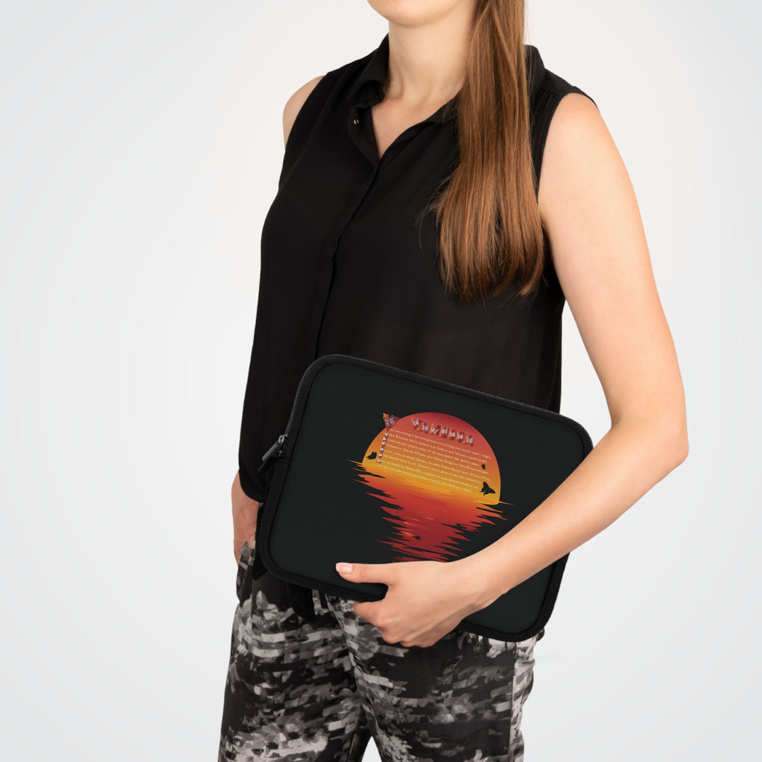 Namesakes Acrostic Poem Neoprene Laptop Sleeve - Solid Black Back