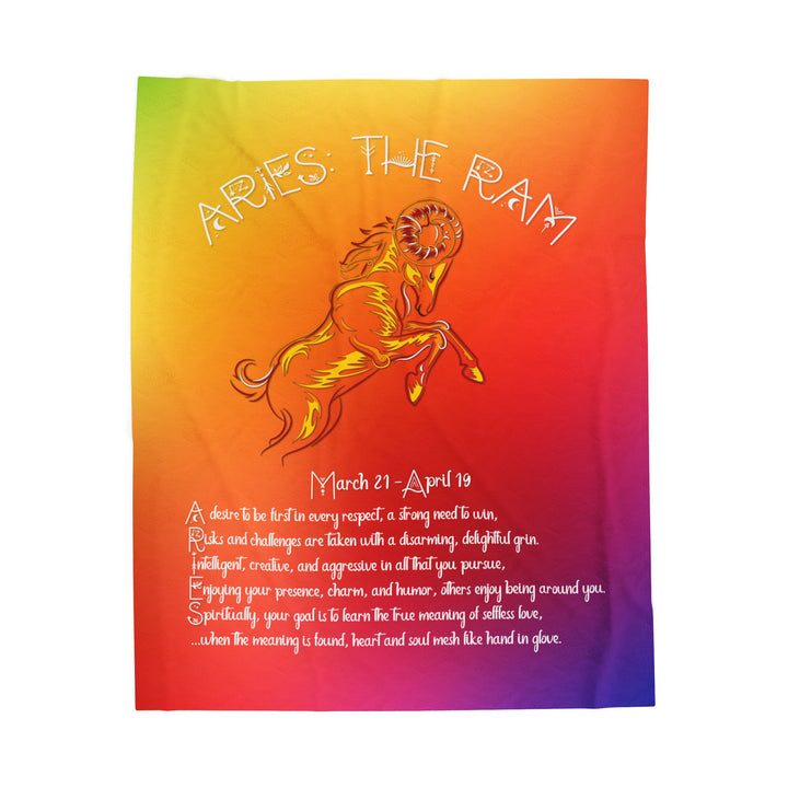 Aries Acrostic Poem Velveteen Plush Blanket