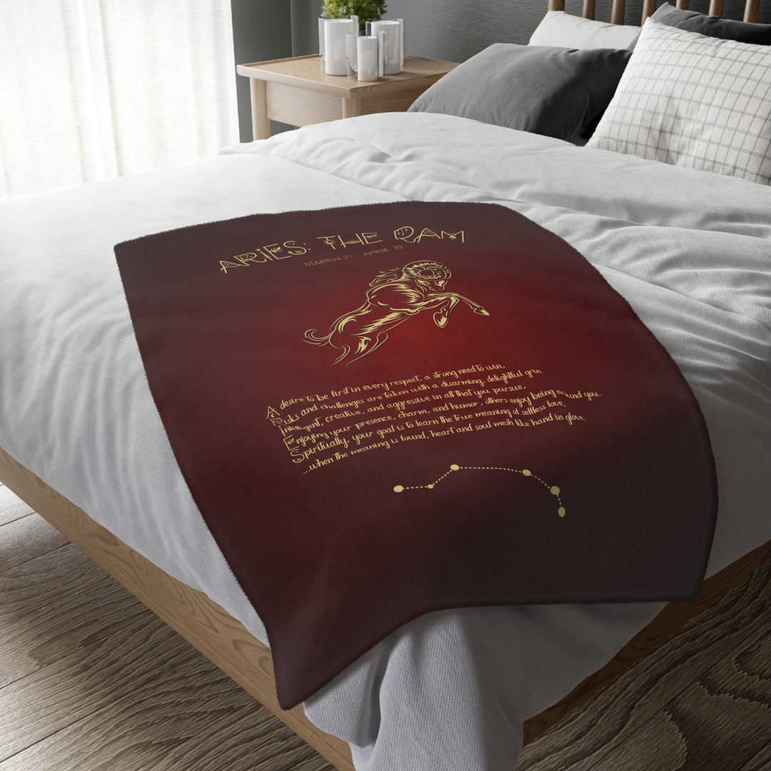 Aries Acrostic Poem Velveteen Microfiber Blanket (Two-sided print)