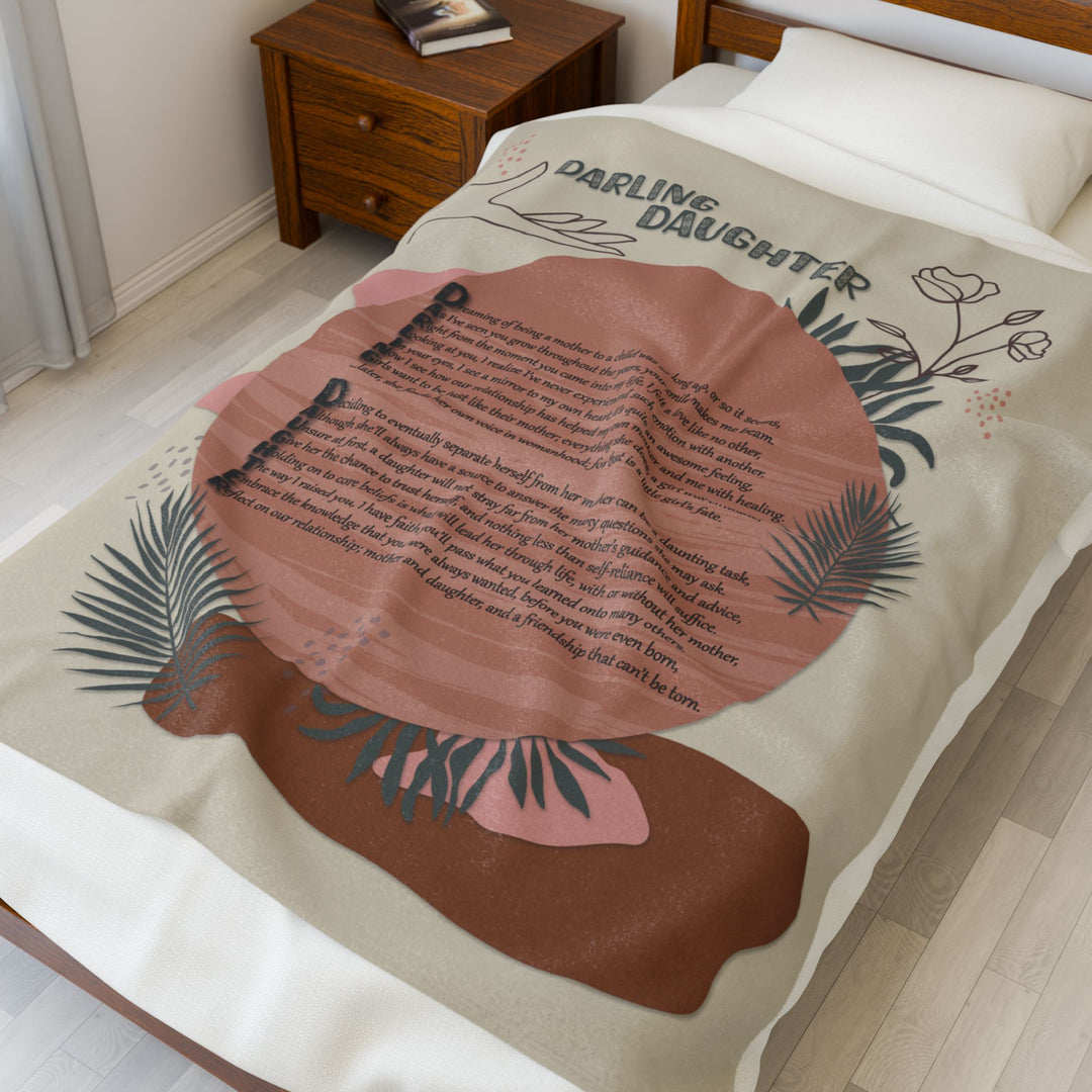 Darling Daughter Acrostic Poem Velveteen Plush Blanket - Boho Design