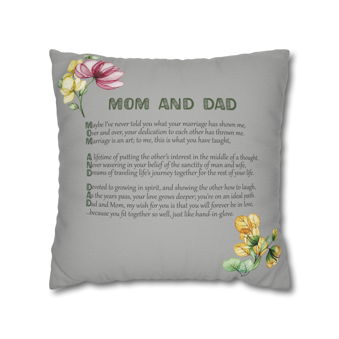 It's Just a Phrase "Mom and Dad" Acrostic Poem Grey Pillow Case/Cover