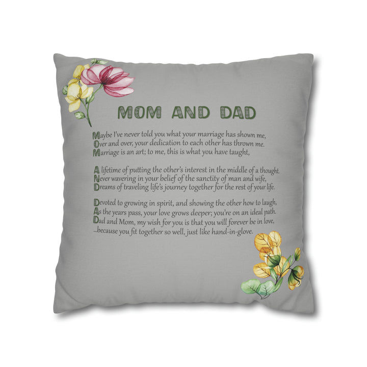 It's Just a Phrase "Mom and Dad" Acrostic Poem Grey Pillow Case/Cover